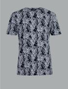Marks & Spencer Supima Pure Cotton Printed T-shirt Navy Mix