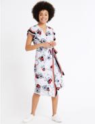 Marks & Spencer Floral Print Wrap Shift Midi Dress Multi