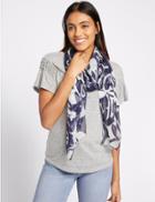 Marks & Spencer Pure Silk Printed Scarf Navy Mix