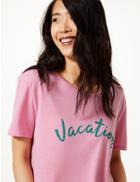 Marks & Spencer Relaxed Fit Printed Short Sleeve T-shirt Pink Mix