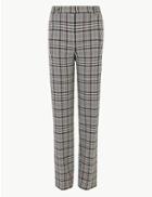 Marks & Spencer Checked Straight Fit Trousers Red Mix
