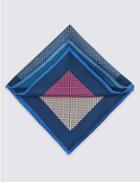 Marks & Spencer Pure Silk Checked Pocket Square Multi