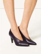 Marks & Spencer Leather High Cut Pointed Court Shoes Purple