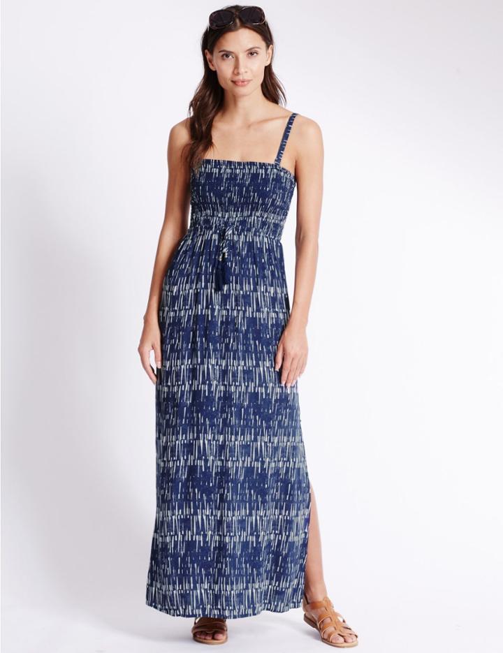 Marks & Spencer Shard Print Maxi Dress Navy Mix