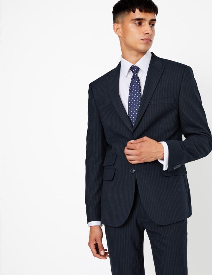 Marks & Spencer Navy Skinny Fit Striped Jacket Navy