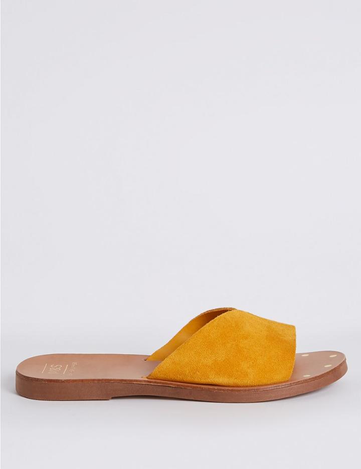 Marks & Spencer Suede Mule Sandals Ochre