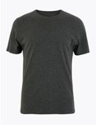 Marks & Spencer Slim Fit Pure Cotton Crew Neck T-shirt Charcoal