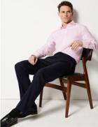 Marks & Spencer 2in Longer Pure Cotton Tailored Fit Shirt Pink Mix
