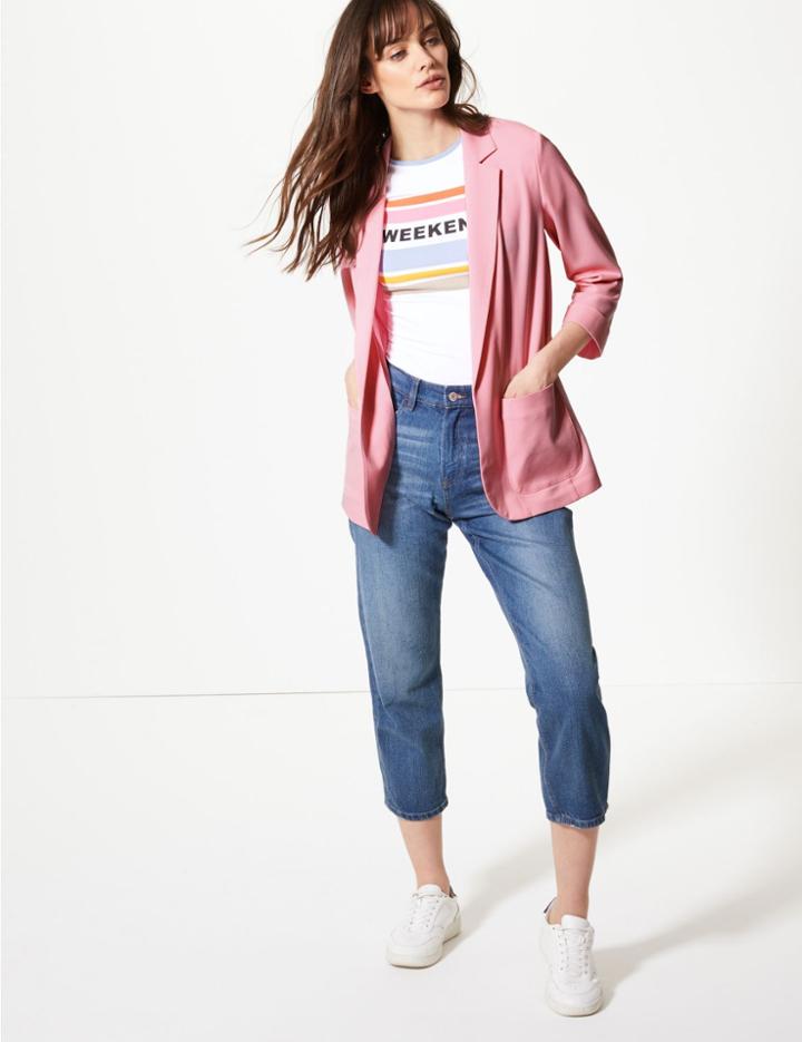 Marks & Spencer Relaxed Patch Pocket Blazer Cornflower