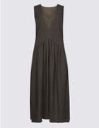 Marks & Spencer Cotton Rich Swing Midi Dress Brown Mix