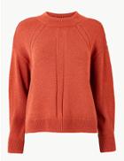 Marks & Spencer Textured Round Neck Jumper Dusty Apricot