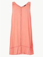 Marks & Spencer Crinkle Sleeveless Relaxed Fit Beach Dress Coral Mix