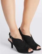 Marks & Spencer Suede Stiletto High Vamp Peep Sandals Black