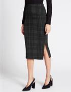 Marks & Spencer Checked A-line Midi Skirt Grey Mix