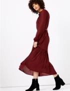Marks & Spencer Jacquard Print Relaxed Midi Dress Claret