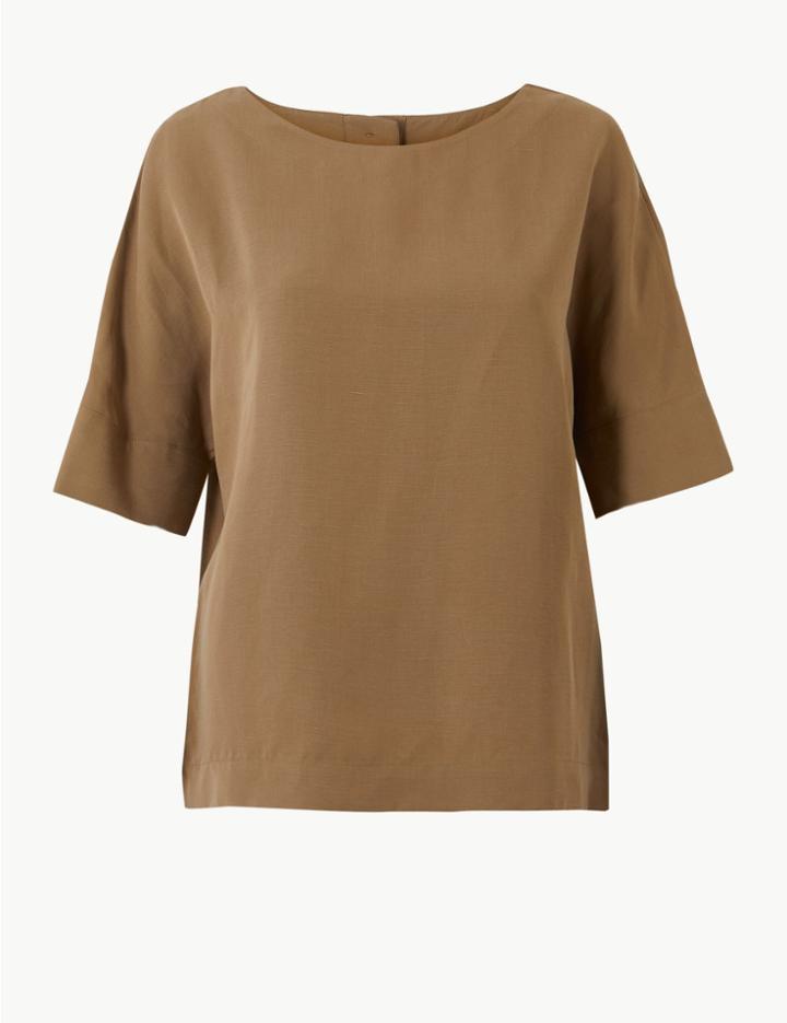 Marks & Spencer Round Neck Short Sleeve T-shirt Camel