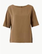Marks & Spencer Round Neck Short Sleeve T-shirt Camel