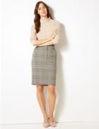 Marks & Spencer Checked Pencil Skirt Brown Mix