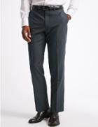 Marks & Spencer Charcoal Textured Tailored Fit Wool Trousers Charcoal