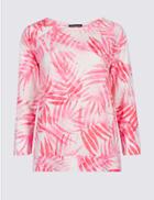 Marks & Spencer Printed Round Neck Long Sleeve Top Pink Mix