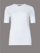 Marks & Spencer Pure Organic Cotton Round Neck T-shirt Soft White