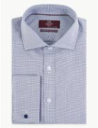 Marks & Spencer Cotton Wave Stitch Easy To Iron Shirt Navy Mix