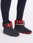 Marks & Spencer Checked Slipper Boots With Freshfeet&trade; Navy Mix