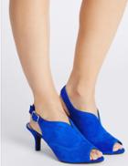 Marks & Spencer Suede Stiletto High Vamp Peep Sandals Cobalt