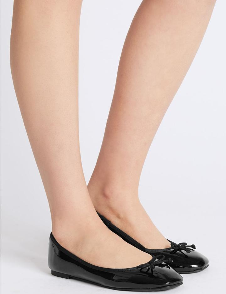 Marks & Spencer Bow Ballerina Pumps Black Patent
