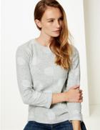 Marks & Spencer Spotted Round Neck Long Sleeve Sweatshirt Grey Mix
