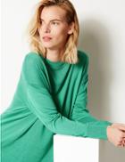 Marks & Spencer Textured Round Neck Jumper Medium Green