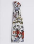 Marks & Spencer Framed Floral Print Scarf Cream