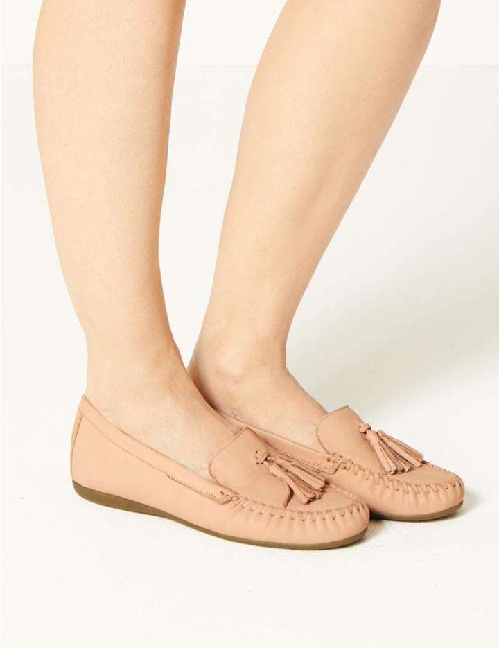 Marks & Spencer Leather Tassel Loafers Blush