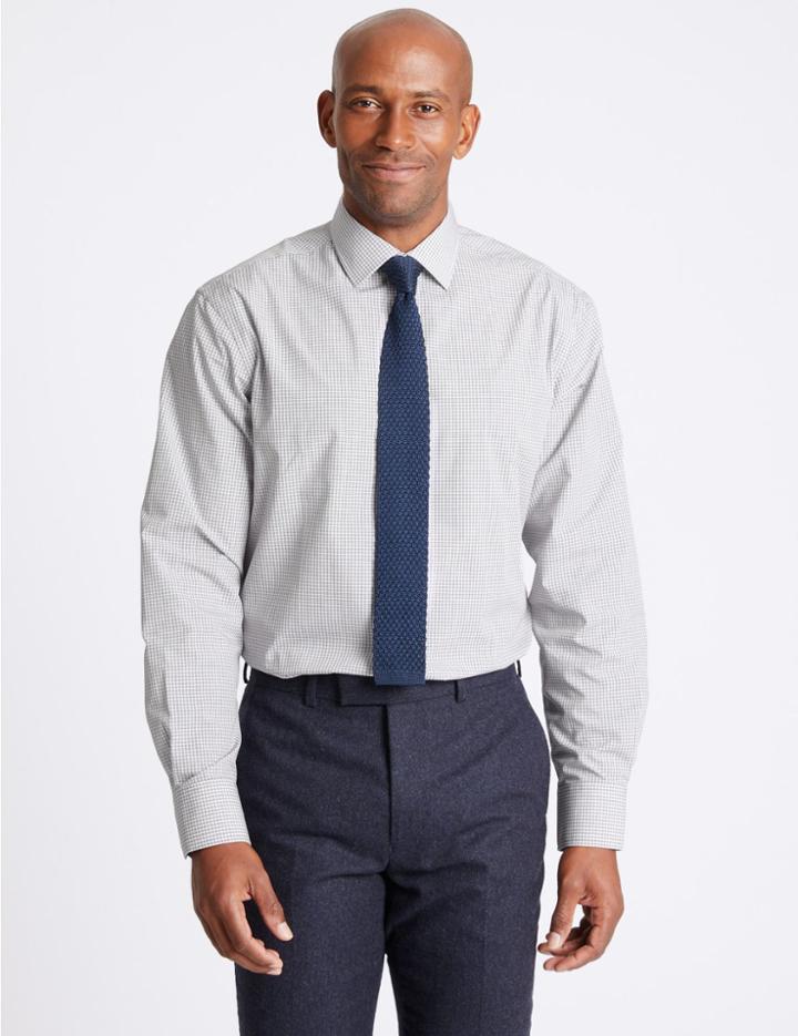 Marks & Spencer Cotton Blend Regular Fit Shirt Burgundy