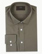 Marks & Spencer Cotton Blend Slim Fit Shirt Light Khaki