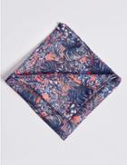 Marks & Spencer Pure Silk Tropical Leaf Print Pocket Square Coral Mix