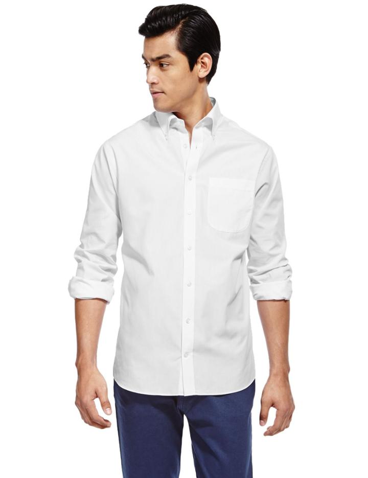 Marks & Spencer 2 Pack Easy To Iron Shirts With Pocket White