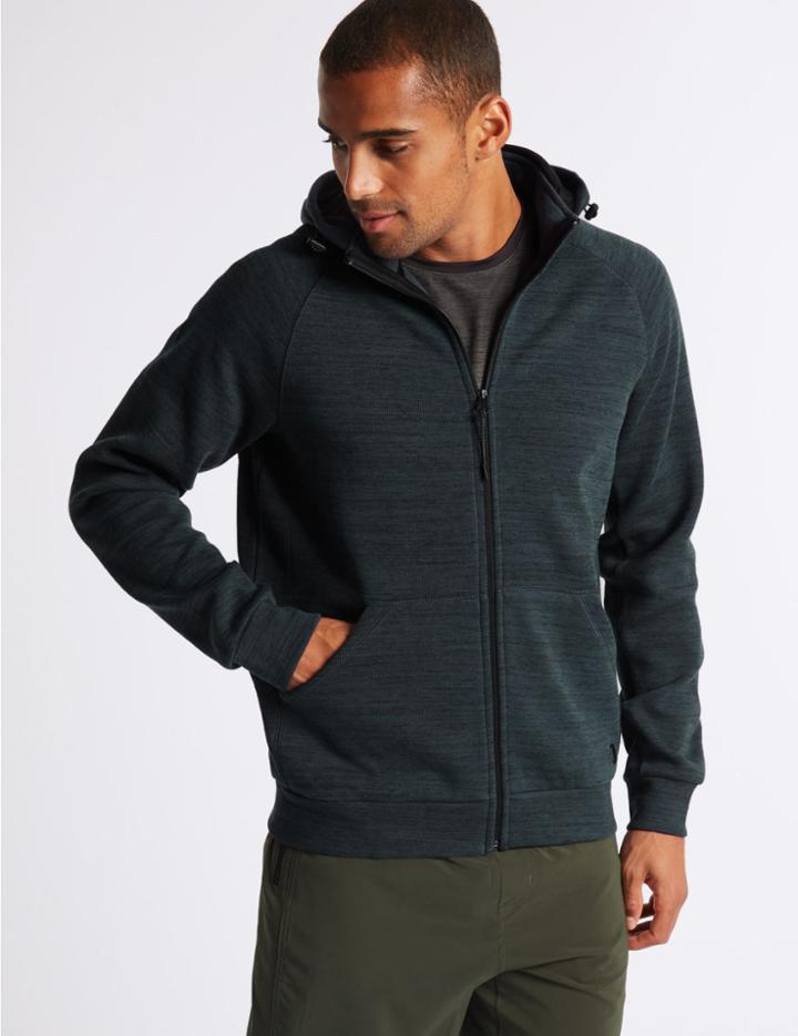 Marks & Spencer Cotton Rich Textured Hooded Top Dark Ink