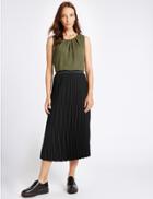 Marks & Spencer Pleated A-line Midi Skirt Black