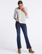 Marks & Spencer Sculpt & Lift Mid Rise Slim Boot Cut Jeans Indigo