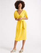Marks & Spencer Tie Waist Kimono Wrap Dress Yellow