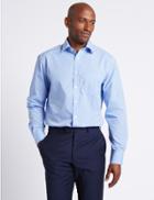 Marks & Spencer 3 Pack Cotton Blend Regular Fit Shirts Blue