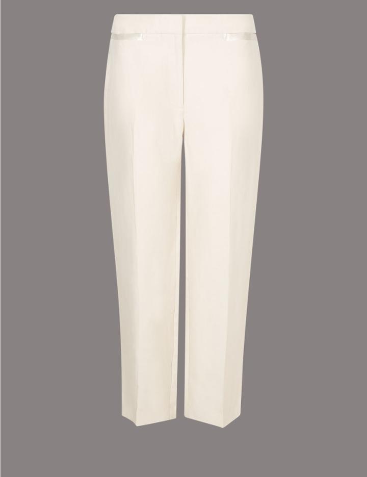 Marks & Spencer Linen Rich Straight Leg Trousers Champagne