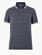 Marks & Spencer Cotton Rich Polo Shirt Navy Mix