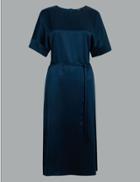 Marks & Spencer Silk Tie Waist Midi Tunic Dress Twilight
