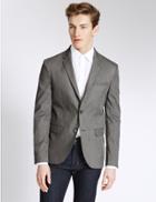 Marks & Spencer Textured Single Breasted 2 Button Jacket Grey Mix