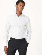 Marks & Spencer Skinny Fit Textured Easy To Iron Shirt White