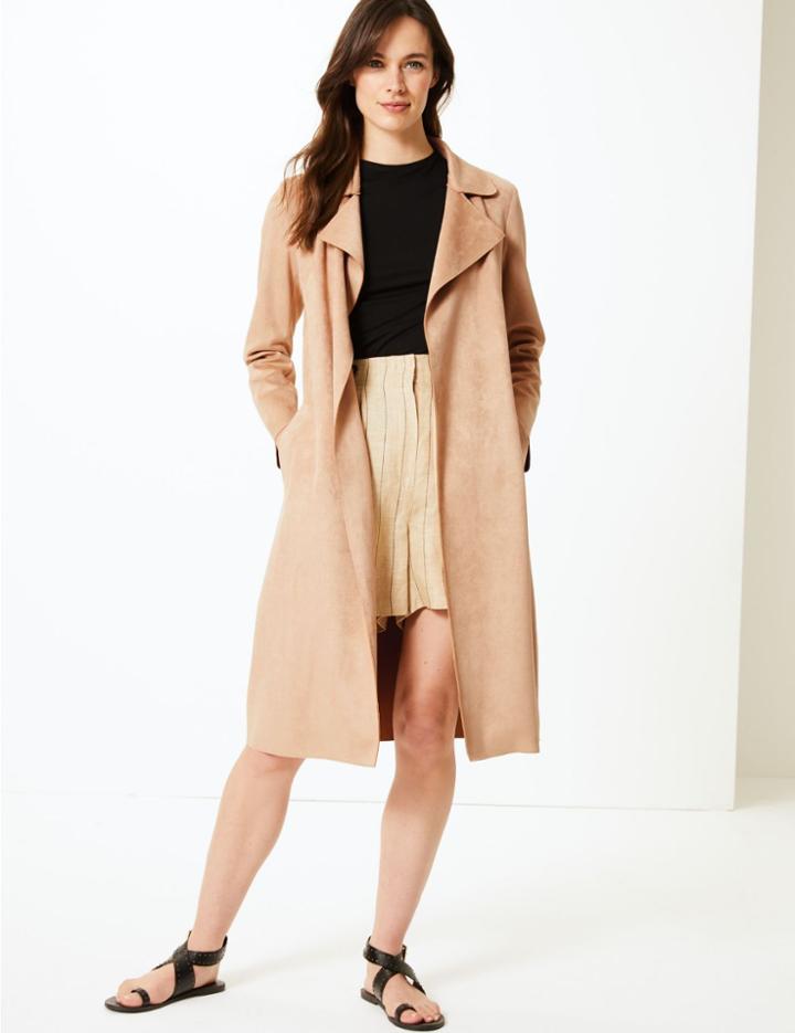 Marks & Spencer Open Front Longline Coat Fudge