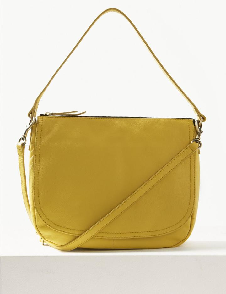 Marks & Spencer Leather Saddle Shoulder Bag Honey