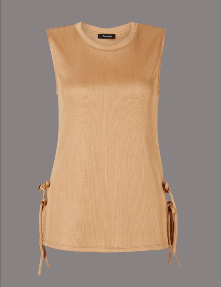 Marks & Spencer Tie Side Round Neck Vest Top Tan